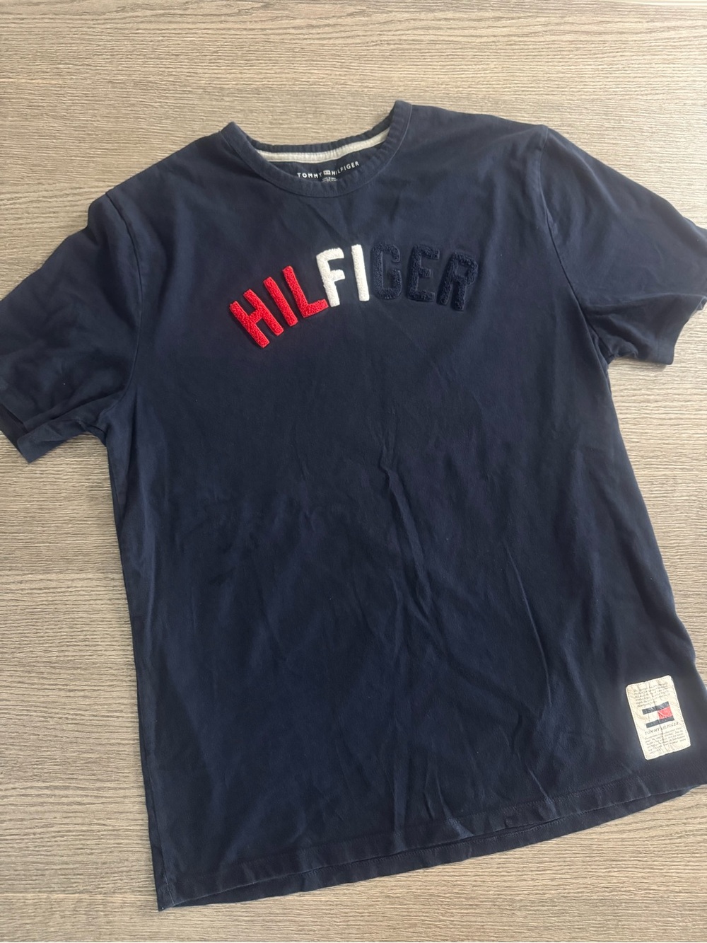 Tommy Hilfiger Men’s Cotton T-Shirt Size L Blue 3D Logo